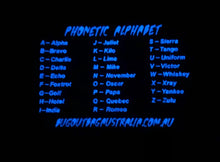 Load image into Gallery viewer, PHONETIC ALPHABET GLOW IN THE DARK (BLUE) PVC VELCRO WATER PATCH KIT