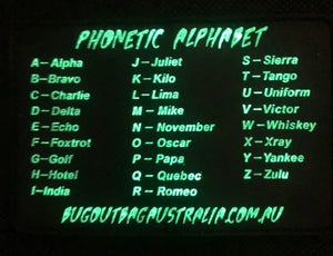 BOBA PHONETIC ALPHABET GLOW IN THE DARK (GREEN) PVC WATER PATCH KIT