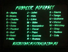 Load image into Gallery viewer, BOBA PHONETIC ALPHABET GREEN GLOW IN THE DARK PVC PATCH