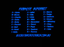 Load image into Gallery viewer, BOBA PHONETIC ALPHABET BLUE GLOW IN THE DARK PVC PATCH